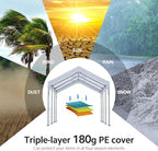 ADVANCE OUTDOOR 12x20 ft Heavy Duty Carport Potable Car Canopy Garage Party Tent Boat Shelter, Adjustable Height from 9.5 ft to 11 ft, White