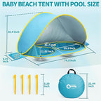 2-IN-1 Baby Beach Tent with 2 Pool for 2 kids,74.8*41.7*35.4 inch UV Protection Sun Shelter Pop Up Play Canopy, Easy setup portable tent for Beach,Camping,Picnic,Poolside,Indoor