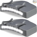 Mudder 2 Pcs Hat Light Clip 11 LED Hat Lights Clip on Headlamp Battery Powered Brim Lamp Gray Waterproof Ultra Bright Headgear Flashlight for Hunting Camping Fishing Hiking