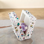 Portable Foldable Toddler Travel Bed – Air Layer Fabric Soft Foam Floor Crib with Safety Rails, No Assembly, Washable Cover, Compact Kids Sleep Solution for Home, Trips & Daycare, Cream