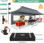 COBIZI 10x30 Pop Up Heavy Duty Canopy with 8 Sidewalls and Hexagonal Legs, Easy up Tent for Party, Wedding and Commercial, Outdoor Canopy with Roller Bag, Sand Bags, Waterproof & UPF50+ (Gray)