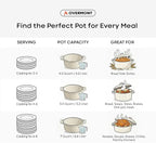 Overmont Enameled Cast Iron Dutch Oven - 5.5QT Pot with Lid Cookbook & Cotton Potholders - Heavy-Duty Cookware for Braising, Stews, Roasting, Bread Baking White