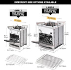 REDCAMP Wood Burning Folding Camp Stove Stainless Steel Grill and Pot Stand, Portable Collapsible Backpacking Stove Survival Rocket Stove for Hiking Outdoor Tent Camping Picnic, Largel with Pot Stand