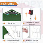 EAGLE PEAK Commercial Canopy 10x10 Pop Up Canopy Tent with 1 Sidewall, Easy Setup Heavy Duty Instant Event Shelter for Vendors & Markets, Outdoor Sun Shade, Green