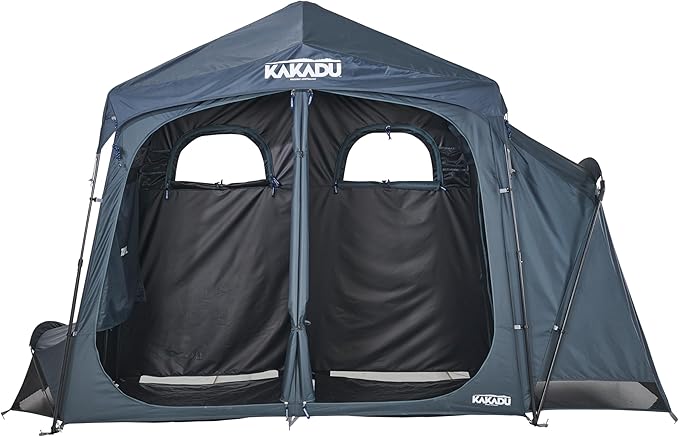 Kakadu Outback Shower Tent Deluxe, Triple Room Portable Privacy Shelter, Outdoor Camping Toilet Tent, Changing Room, Sturdy, Easy Setup - with LED Light, Carry Bag, Towel Rod