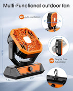 Portable Camping Fan with 20000mAh Rechargeable Battery, USB-C Battery Powered Fan for Indoor Outdoor Use, Ultra Quiet Battery Operated fan for Travel, Tent, Beach, Picnic, BBQ, Desk, Home