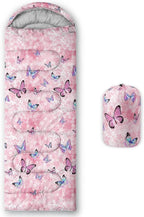 Kids Sleeping Bag for Boys Girls,Checkerboard Cat Print-Lightweight Warm Portable Outdoor Indoor-Waterproof Cold Weather Resistant Sleeping Bag for Camping Hiking