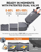 Hikenture 4" Thick Self Inflating Sleeping Pad, Foam & Air Camping Mattress, 9.5 R-Value Insulated Sleeping Mat, Portable All Season Camping Pad for Tent, Car, Cot, Truck