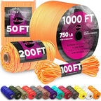TECEUM 5/32" Paracord Rope 1000 – 1000ft / 200ft / 100ft / 50ft – Tactical Parachute Cord 4mm – 45+ Colors – Nylon String for Survival & Camping Gear – Stripe Cord for Survival – Utility Rope