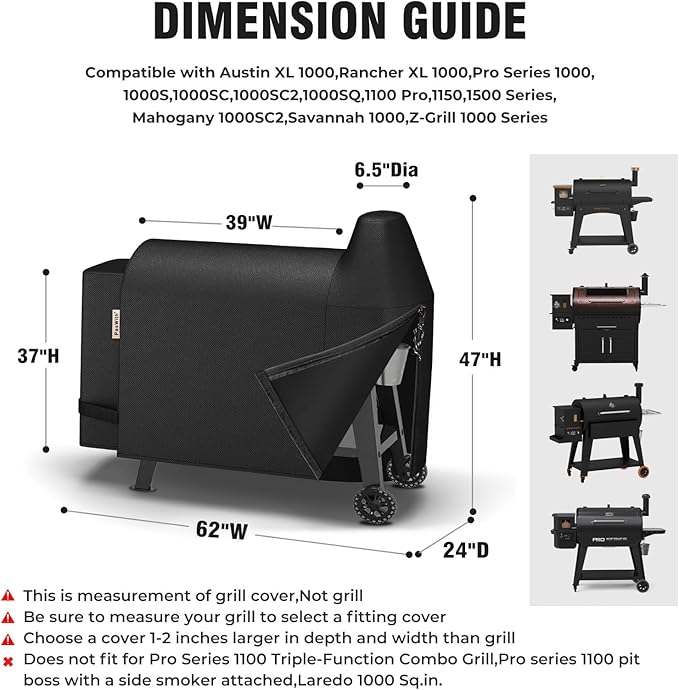 Grill Cover for Pit Boss Austin XL,[900D Strong Tear-Resistant] Wood Pellet Smoker Cover for Pitboss 1000 Series,Waterproof Grill Cover for Pitboss Rancher XL,1100 Pro,1150,Z Grill 1000