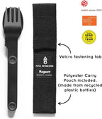 FULL WINDSOR Magware Camping Set - Travel Utensils for Outdoor Dining, Backpacking & Camping Essentials - Knife, Fork & Spoon with Pouch - Magnetic Silverware Lunchbox Utensils Cutlery - Black (3 PCS)
