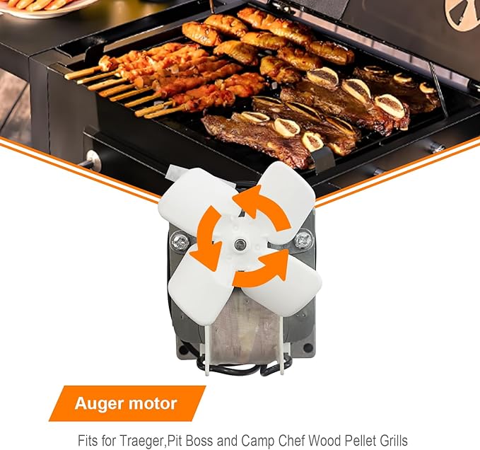 Upgraded 2.5RPM Auger Motor Accessories, Compatible with Pit Boss, Traeger, and Camp Chef Wood Pellet Grill Smokers, AC120V 60Hz 2 Pole Universal Barbecue Feeding Gear Replacement Parts
