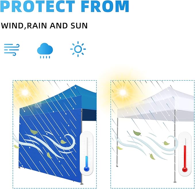 Joramoy Instant SunWall for 10x10 Pop Up Canopy, Canopy Walls 10x10 for Outdoor Instant Canopies,1 Pack Sidewall Only (Blue)