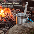 TiTo Titanium Long Handle Spork and Spoon Eco-Friendly Ultralight Portabale Flatware for Outdoor Camping Backpacking Hiking Travel Picnic Tableware with Bag (Bright Titanium Spork)