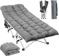 YITAHOME Camping Cots w/Mattress Portable Lounge Chair Outdoor Folding Cot Heavy Duty 575 LB Capacity 1200D Oxford w/Carry Bag Travel Camp Bed for Camping, Office, Traveling, Grey