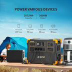 PECRON Portable Power Station E3600LFP with Three 3840Wh Extra Batteries Expandable to 14.59kWh, 5x3600W AC Outlets Power Station, LiFePO4 Battery Backup Solar Generator for RV, Camping, Emergency