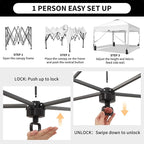 GDY 8x8FT Outdoor Pop Up Canopy Tent with One Push Setup, Easy Setup Gazebo with 4 PVC Transparent Sidewalls for Events, Parties, Camping, White