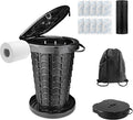 imodomio Retractable Portable Toilet Camping Toilet - Adjustable Height Camp Toilet Portable Potty for Camping, Car, Travel, Boat, Beach, Tent and Emergency Use