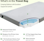 Memory Foam Camping Mattress 2.5 inch, Twin Portable Roll Up Camping Sleep Topper with Waterproof and Non-Slip Bottom, Camping Car Mat with Travel Bag, 75"×38"×2.5", Grey