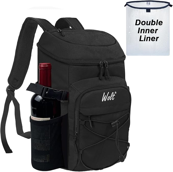 WOLT Cooler Backpack,24 Cans Insulated Backpack Cooler Leakproof,Lightweight Soft Cooler Bag,Camping Cooler,Large Capacity Beach Cooler,Waterproof Travel Cooler Lunch Backpack for Hiking