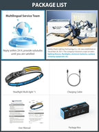 Smiling Shark LED Headlamp, 230°Wide Angle 3*Multi-Color Light Strips The Brightest Head Lamp Rechargeable with Motion Sensor Waterproof Headlight for Camping Hiking Outdoor, Head-Lamp-LED-Hat-Light