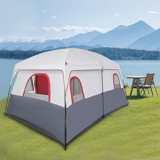 8-12 Person Outdoor Camping Tent 2 Room, Portable Cabin Huge Tent with Carrying Bag & Weatherproof Instant, Large Multi Room Family Tents for Camping, Picnics, Backpacking Hiking Car Traveling