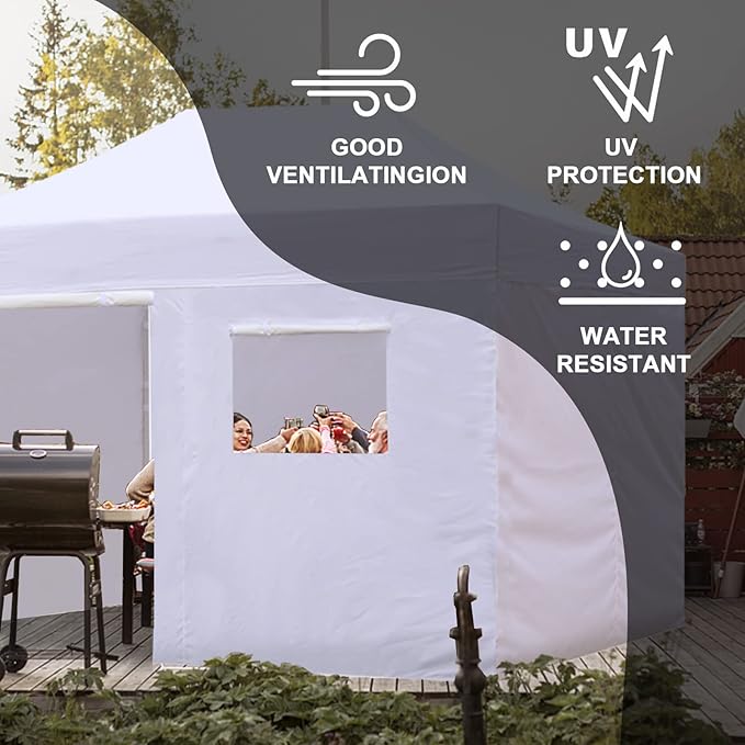 Eurmax USA Full Zippered Walls for 10 x 15 Easy Pop Up Canopy Tent,Enclosure Sidewall Kit with Roller Up Mesh Window and Door 4 Walls ONLY,NOT Including Frame and Top（Yellow）