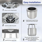Heat Deflector Fit for Solo Stove Ranger 15", 304 Stainless Steel Heat Diffuser for Ranger Fire Pit with Grill Gloves & Fix Hoop, Capture and Redirect Warmth, Camping Accessory