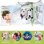 Personalized Toddler Nap Mats for Preschool, Custom Name Kids Sleeping Bag for Daycare, Roll Up Sleeping Mat with Removable Pillow and Soft Dot Minky Blanke for Boys Camping Travel