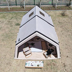 Large Luxury Inflatable Camping Tent Cotton Canvas Tent, Breathable and Waterproof Air Tent with Skylight and Stove Jack Hole for for 4-6-8-10 Person Family Camping