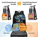 Sea Turle Flower Kids Lightweight Shoulder Backpack 17 Inch Travel Laptop Insulated Cooler Bag Box Stain-resistant Unisex Large Capacity Casual Backpack Meal Bag Lunchbox