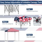 Tangkula 6.6x6.6 Ft Pop Up Canopy, 1 Person Instant Setup Canopy Tent with Center Lock, UPF 50+ Sun Protection, 8 Stakes, 4 Ropes, Portable Outdoor Canopy with Carrying Bag for Camp, Beach, Patio