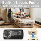 Simpli Comfy 18" Raised Twin Inflatable Air Mattress with Built-in AC Pump, Fast Self-Inflating Blow Up Air Bed with Waterproof Top for Home, Travel, Camping 75” x 40” x 18"