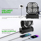 20000mAh Rechargeable Camping Fan - Battery Operated Fan with Light & Remote, Auto Oscillating, 4 Timer, 60 Hrs Work Cordless Tent Fan for Travel Outdoor RV Garage Power Outage Emergency