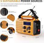 Emergency Weather Radio, 5 Ways Powered Crank Solar Radio, Portable AM/FM/SW/NOAA Weather Radio Battery Operated with Cellphone Charger, Camping Flashlight, Reading Lamp, SOS Alarm for Home Outdoor