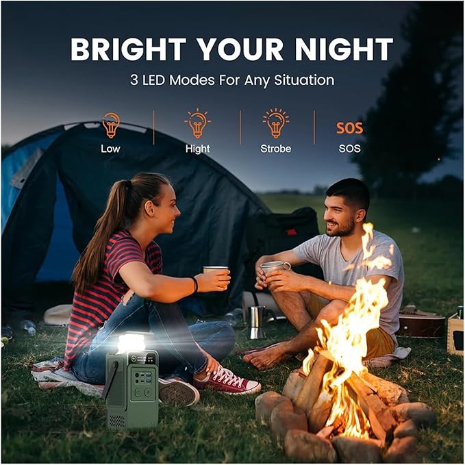 Power Station, AP200L 200W Portable Power Bank 192Wh Solar Generator Camping Station with LED Light,for Outdoor Camping Home
