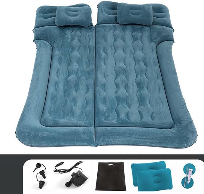 Car Air Mattress for Toyota Land Cruiser lc300 5, 2021 2022 2023 2024, Thickened Car Bed Mattress, Travel Sleeping Pad, Back Seat Bed Cushion with Air Pump 2 Pillows,Dark Green
