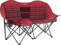 SUNNYFEEL Double Camping Chair Portable Folding Loveseat for 2 Adults Heavy Duty Oversized Camping Couch 600 lbs with Cup Holders & Storage for Outdoor Camping, Beach, Lawn, Patio RV & Indoor Use Red