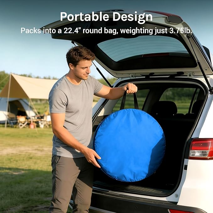 Wolfwise Pop Up Shower Tent, Portable Instant Changing Tent with Ventilation Window & Carry Bag, Privacy Bathroom Toilet Tent for Beach, Camping & Outdoor, Width 47.2 ", Height 74.8 ", Blue