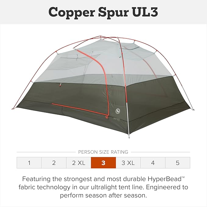 Big Agnes Copper Spur UL - Backpacking Tent for Camping, 3 Season, Ultralight, Waterproof, Anodized Poles