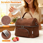 Waxed Canvas Lunch Bag for Men, Small Soft Cooler Bags Insulated with 2 Ice packs, Women Lunch Bags for Work, 10.5L 2 Compartments Leakproof Lunchbox for Work, Camping, Beach and Road Trips