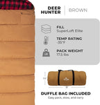 TETON Sports Deer Hunter Sleeping Bag, Warm and Comfortable Camping Sleeping Bag, Teton Tough Canvas Shell for Camping, Hunting, and Cold Weather