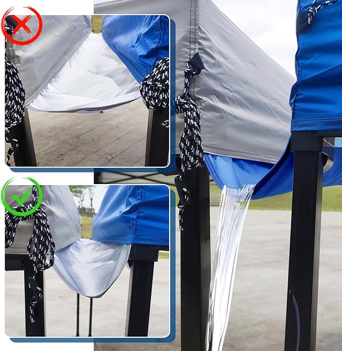 10 Ft Canopy Rain Gutter for Pop Up Canopy, Tent Accessories for Rains, Drainage on Both Sides of Canopy Gutter(Blue)
