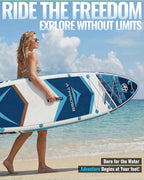 10'6''x33''Inflatable Stand Up Paddle Board, 400lbs Extra Wide Stand Up Paddleboard with Kayak Seat, Anti-Slip EVA Deck Premium SUP Accessories Kit, Non-Slip Stable Deck Boat for Yoga Fishing Surf