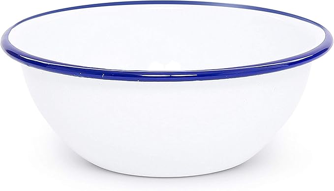 Enamelware Starter Set, 16 piece, Vintage White/Blue