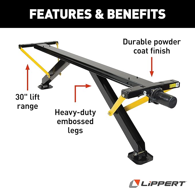 Lippert PSX1 High-Speed RV Power Stabilizer Jack System, No-Switch Assembly, Automatic Adjustment, Heavy-Gauge Powder-Coated Steel Frame, Up to 30" Extension - 337199