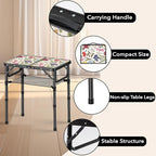 Small Camping Table, Vintage French Flowers Pattern Folding Table, Adjustable Height, Lightweight & Portable Outdoor Picnic Table with Carry Handle for Patio, Living Room, Travel