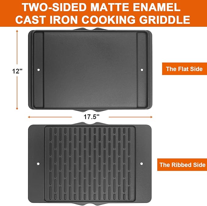 7598 Grill Griddle for Weber Spirit 300 & II 300 Series Grills, Reversible Cast Iron Griddle Plate for Weber Spirit I & II E-310 S-310 E-315 S-315 E-320 E-330
