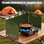 Camping Stove Windscreen, Lightweight Foldable Outdoor Wind Blocker Gas Stove Windshield Wind Screen Wind Guard for Camping Stove, Glamping, Navy Green
