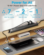 Outdoor Power Strip Weatherproof IPX6,1625W/13A 6 Ft Extension Cord with Multiple Outlets,7 AC & 3 USB, Wall Mount for Camping,Poolside,Garden,Workshop